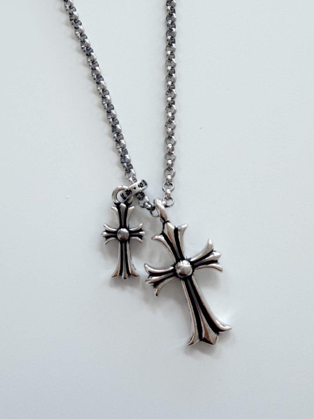 Double Cross Pendant Necklace + Chain